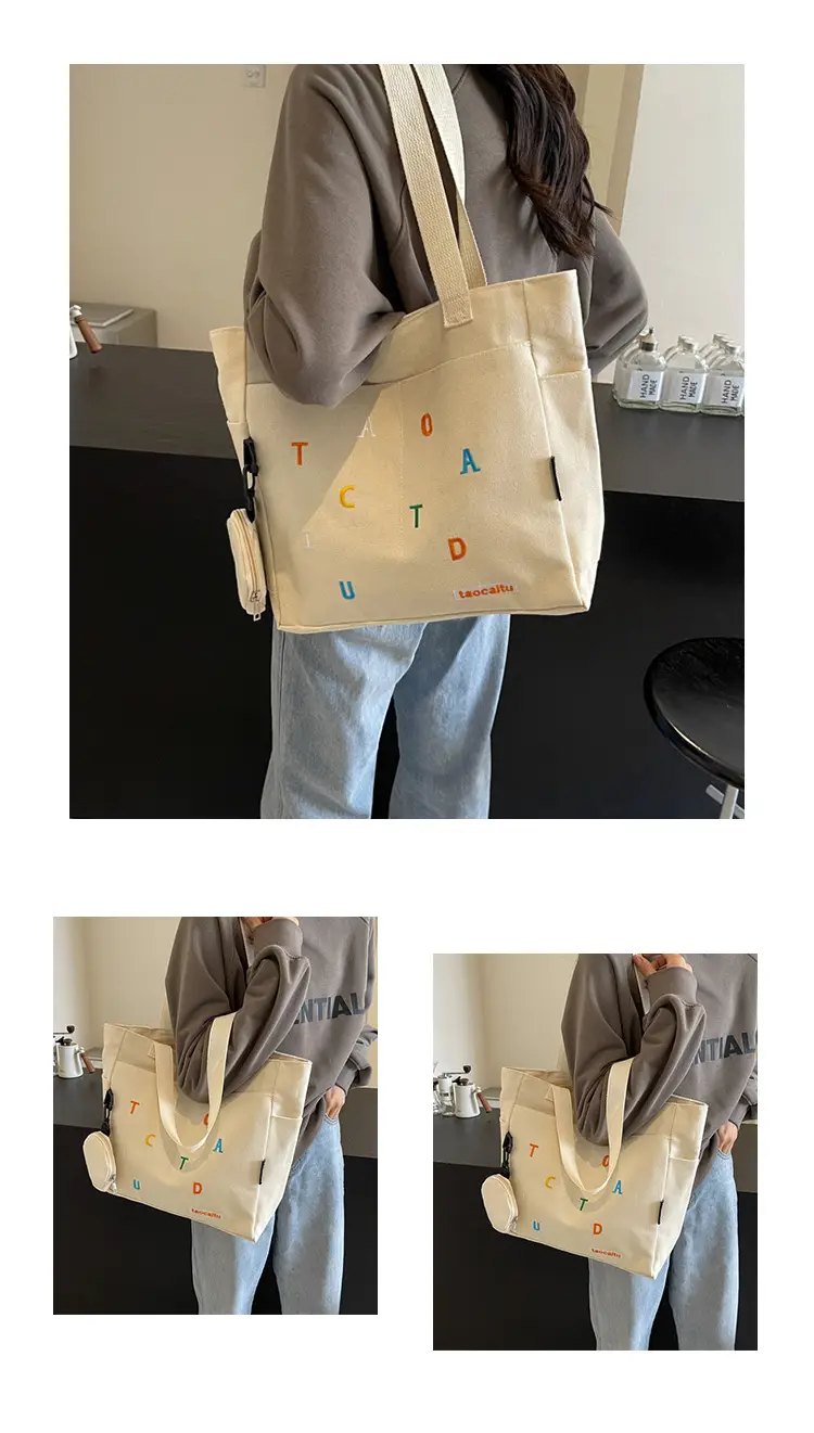 Green Canvas Heart Bag Large Capacity Spring Summer — feature 26