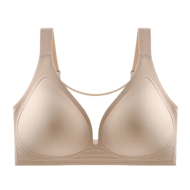 Amazon Plus Size Full Cup Seamless Mesh Large Size Underwear Thin Large Breast Revealing Small Anti-Sagging Bra Fat