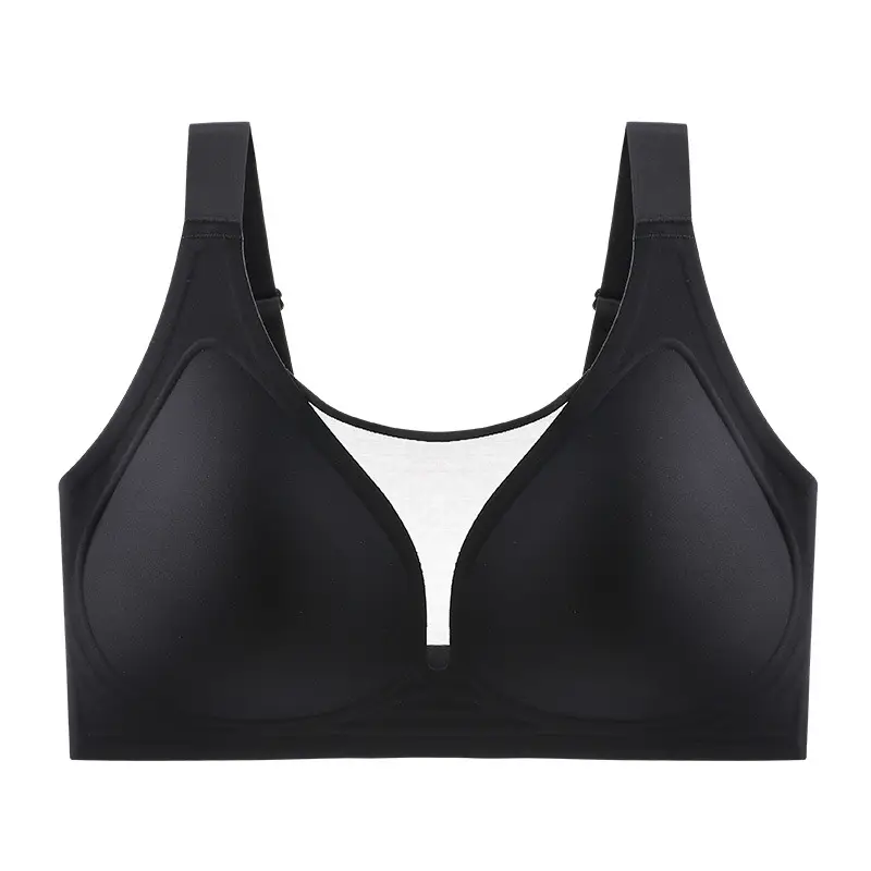 Amazon Plus Size Full Cup Seamless Mesh Large Size Underwear Thin Large Breast Revealing Small Anti-Sagging Bra Fat