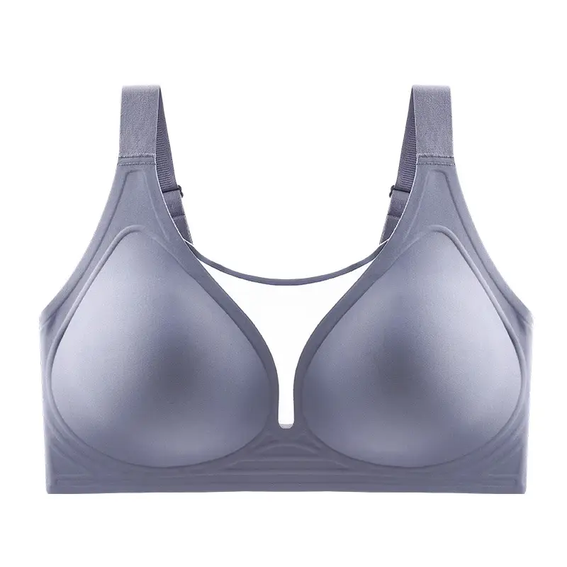 Amazon Plus Size Full Cup Seamless Mesh Large Size Underwear Thin Large Breast Revealing Small Anti-Sagging Bra Fat
