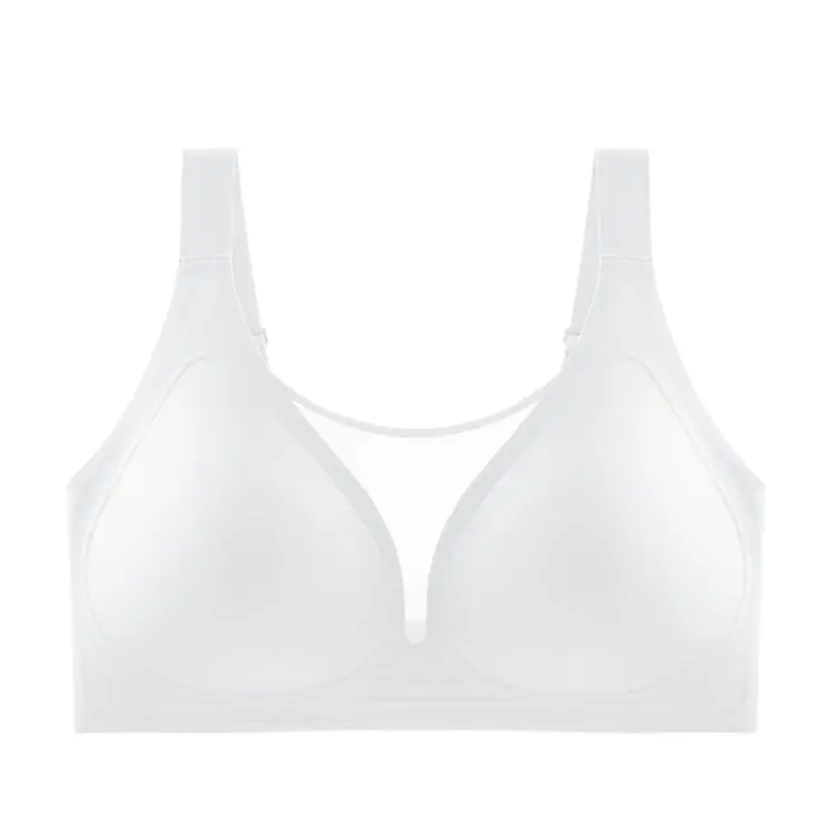 Amazon Plus Size Full Cup Seamless Mesh Large Size Underwear Thin Large Breast Revealing Small Anti-Sagging Bra Fat