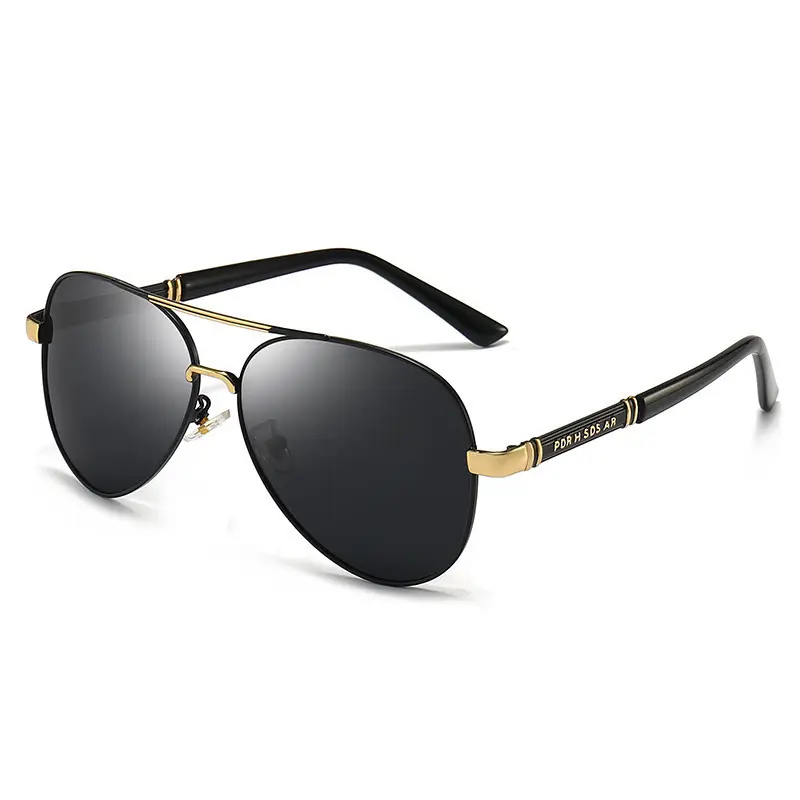 Pilot Men's Black Gold Sunglasses UV Protection - Image 9