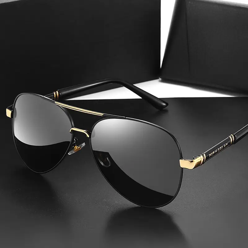 Pilot Men's Black Gold Sunglasses UV Protection
