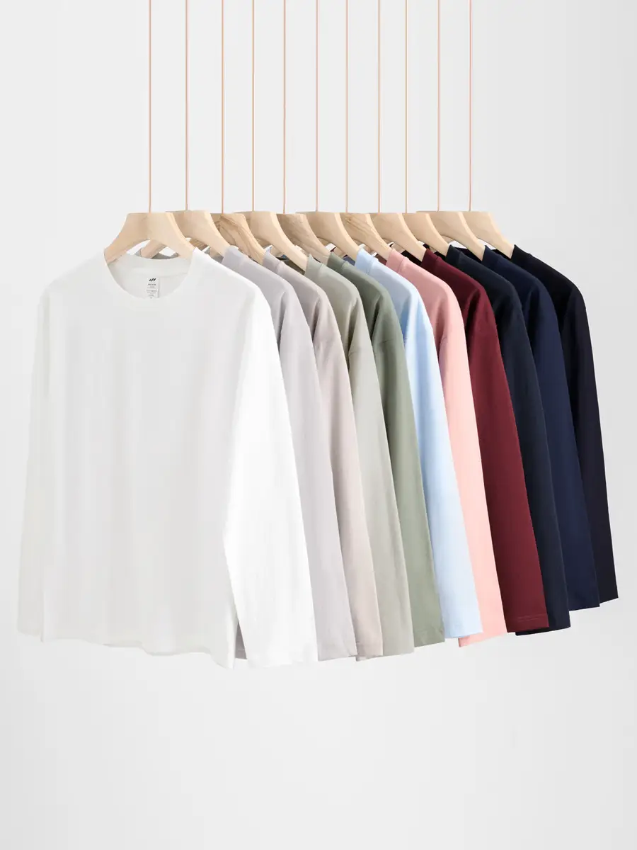 Men Cotton Long Sleeve T-Shirt Solid White - Image 18