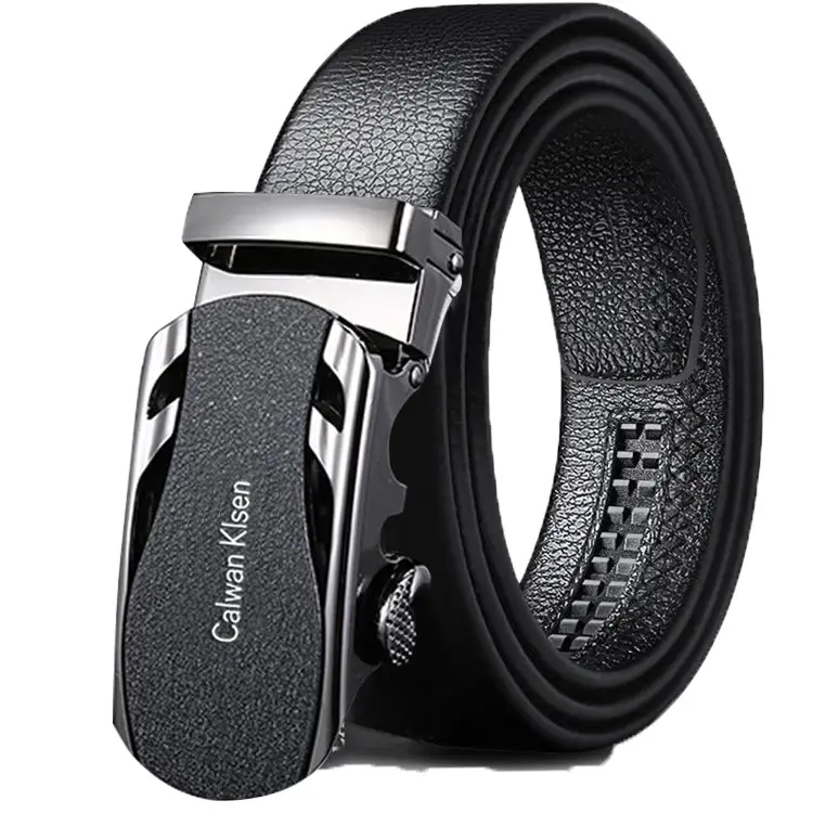 Men's Black Leather Belt with Automatic Buckle & Caliber Design - Image 9