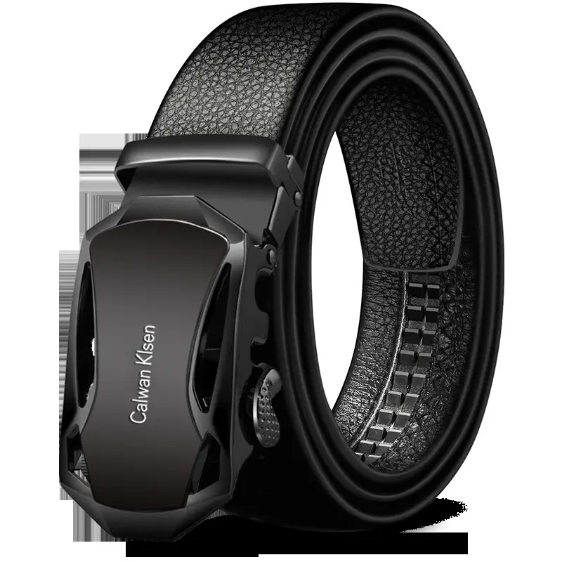 Men's Black Leather Belt with Automatic Buckle & Caliber Design - Image 10