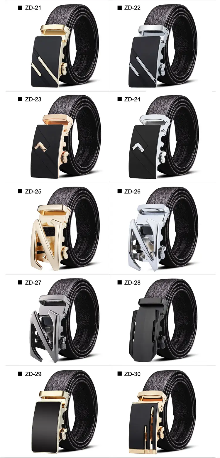 Men's Black Leather Belt with Automatic Buckle & Caliber Design — feature 2