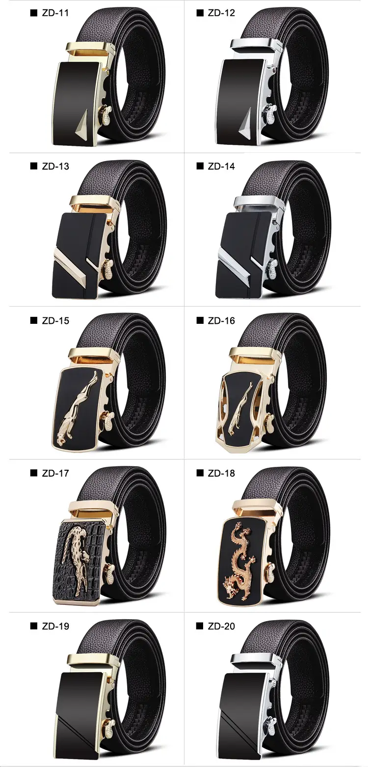 Men's Black Leather Belt with Automatic Buckle & Caliber Design — feature 3