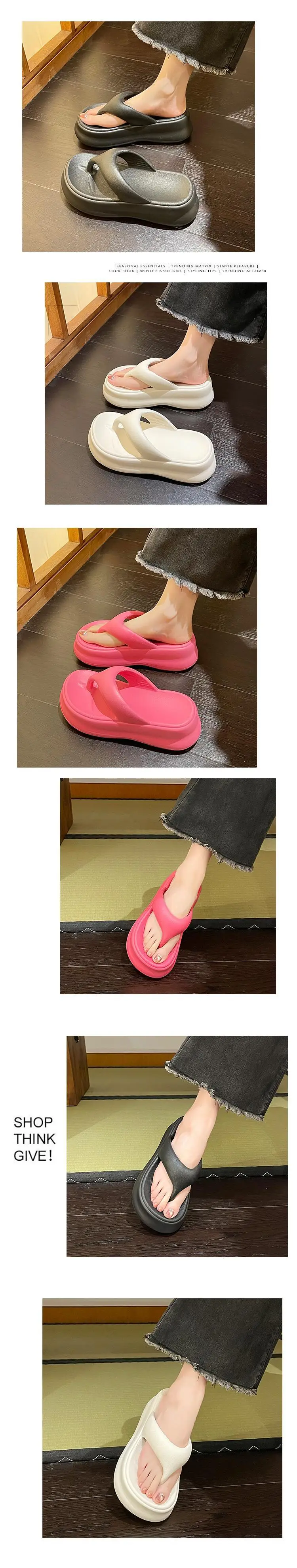 Flip-flops for Women 2024 New Summer Outer Wear Increased Thick-soled Flip-flops Soft Sole Seaside Beach Sandals — feature 1