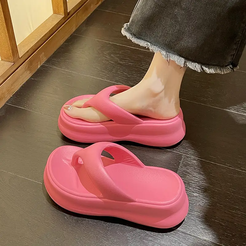 Flip-flops for Women 2024 New Summer Outer Wear Increased Thick-soled Flip-flops Soft Sole Seaside Beach Sandals - Image 2