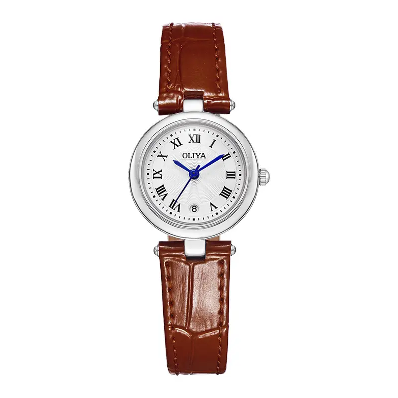 Women's Quartz Watch with Black Leather Strap - Image 2