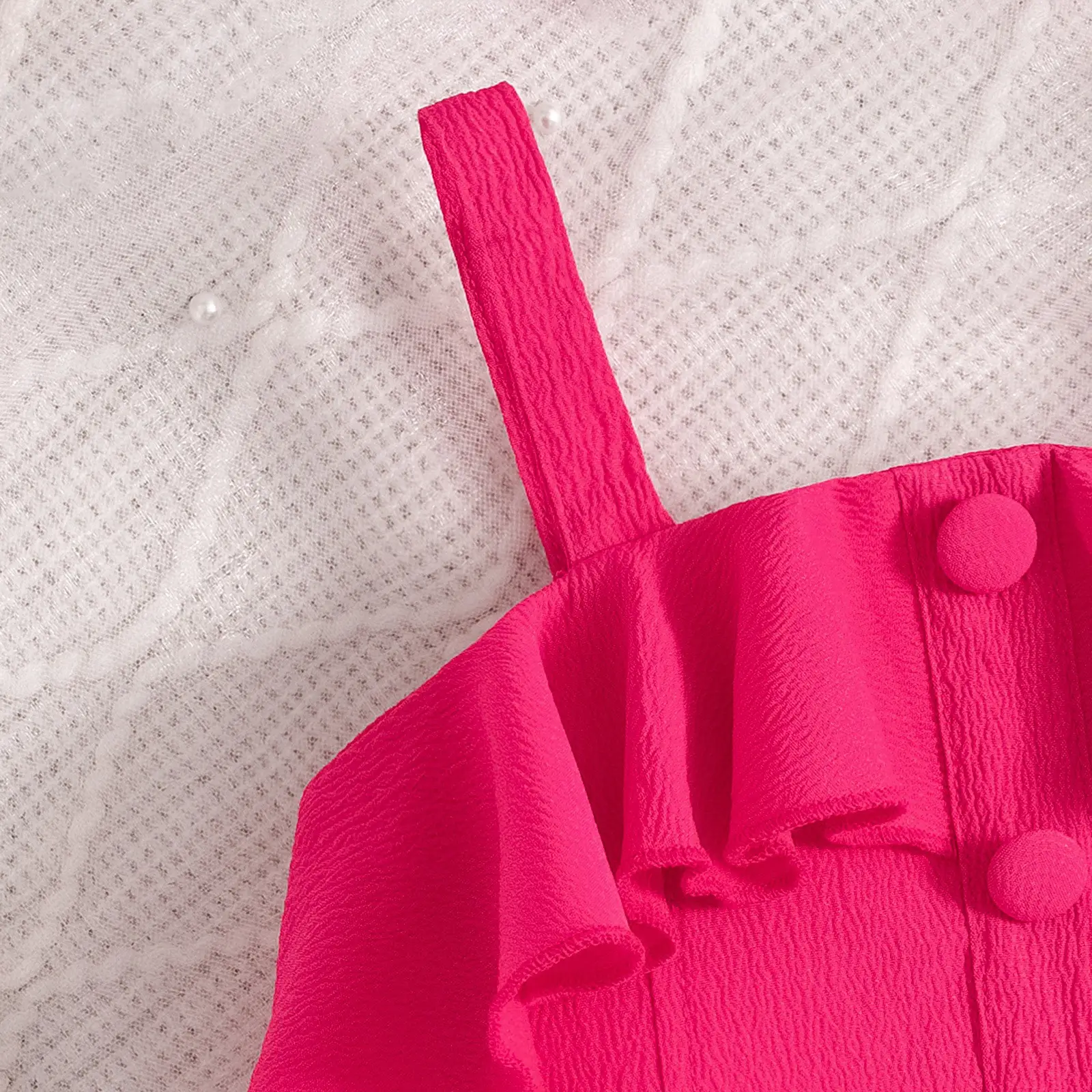 Girls Pink Ruffled Shorts Set with Bow - Image 4