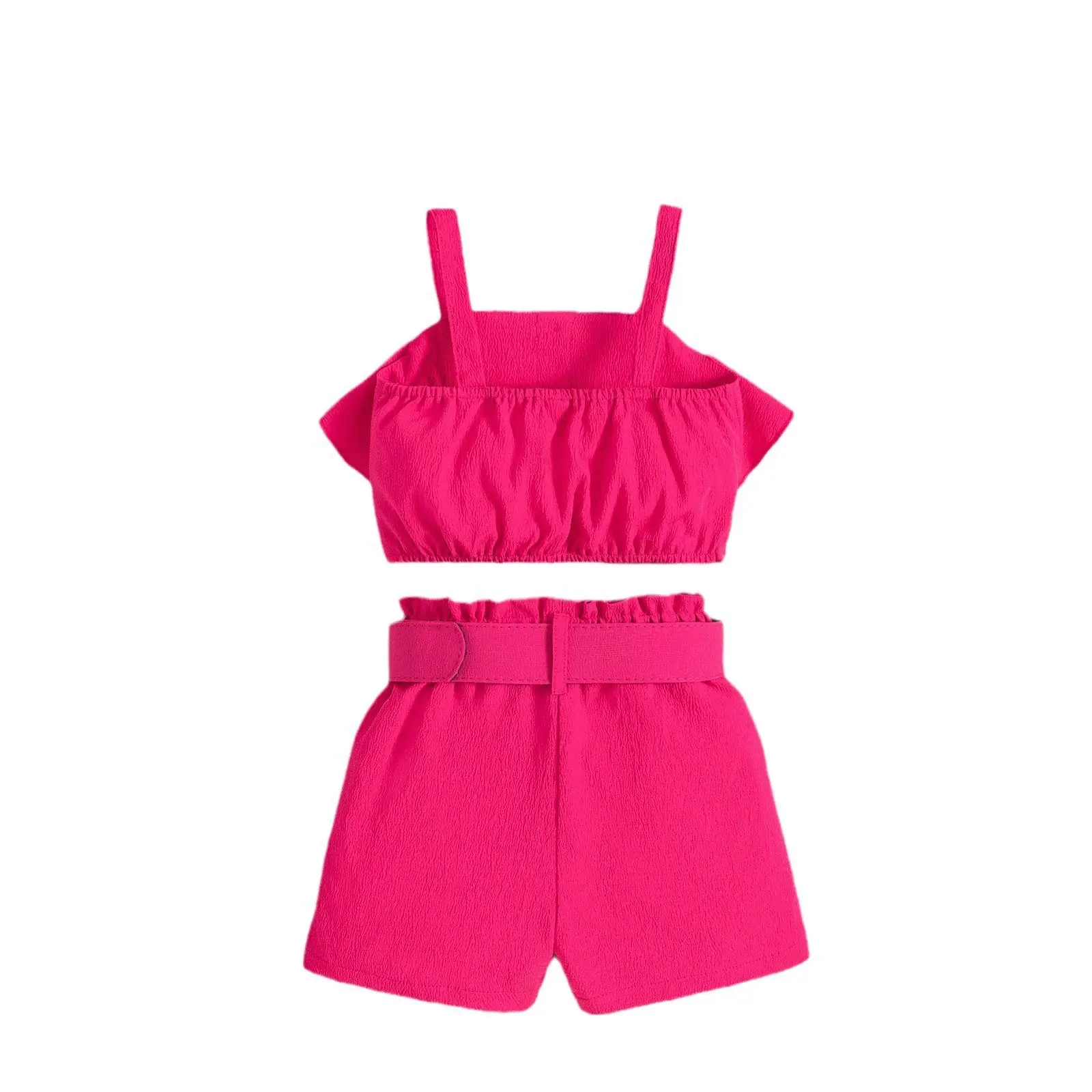 Girls Pink Ruffled Shorts Set with Bow - Image 6