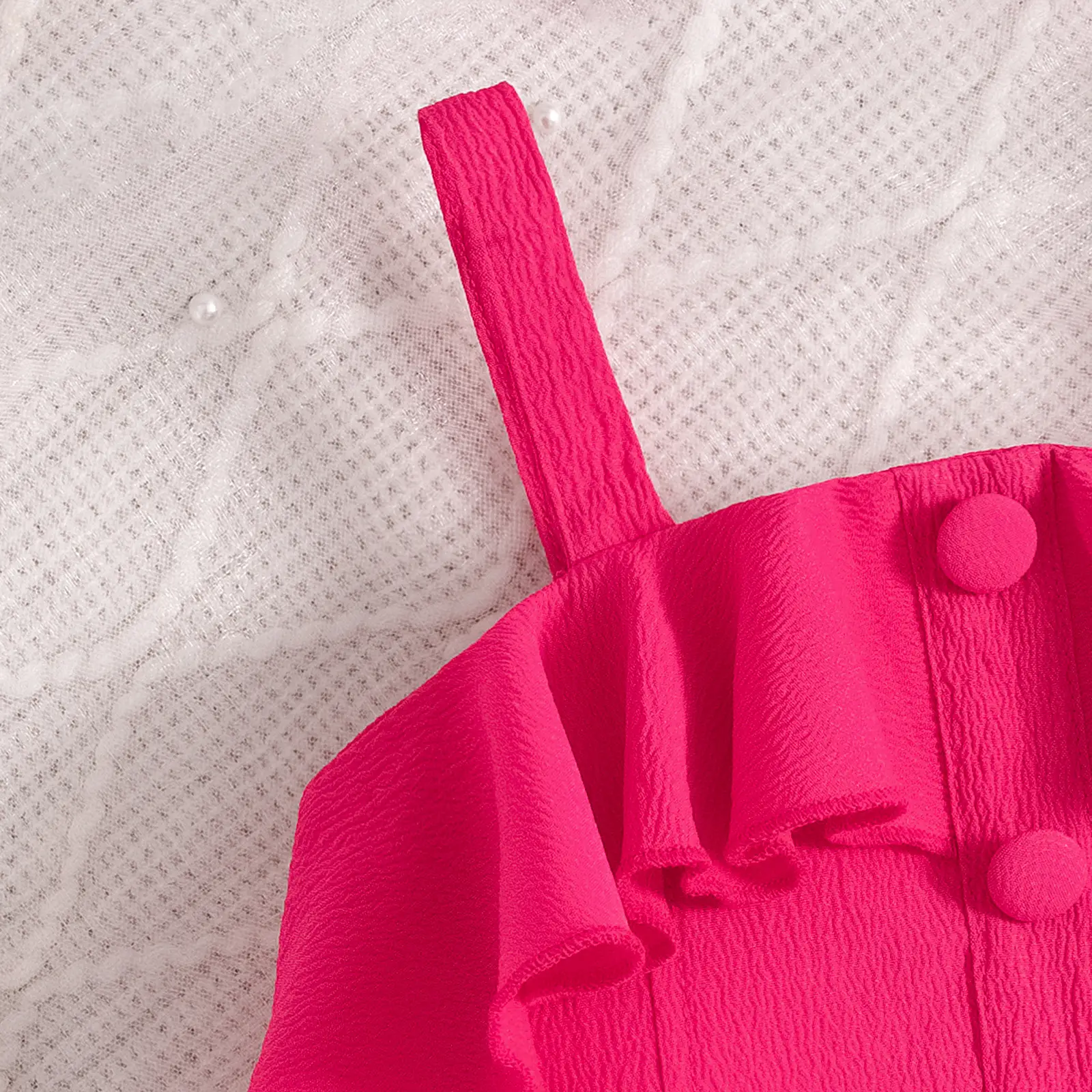 Girls Pink Ruffled Shorts Set with Bow — feature 4