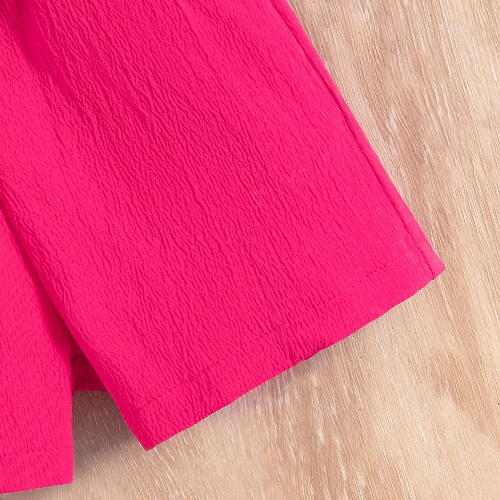 Girls Pink Ruffled Shorts Set with Bow — feature 9