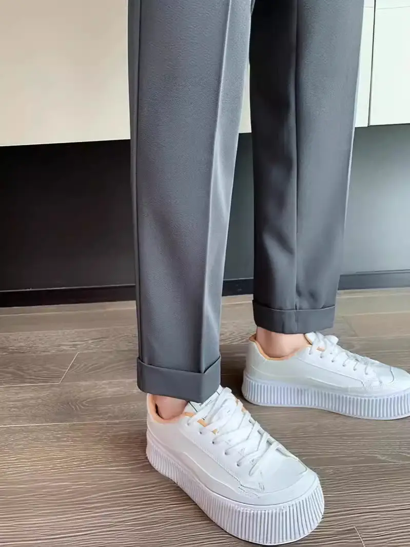 Men's Grey High Waist Straight Pants Spring Summer - Image 8