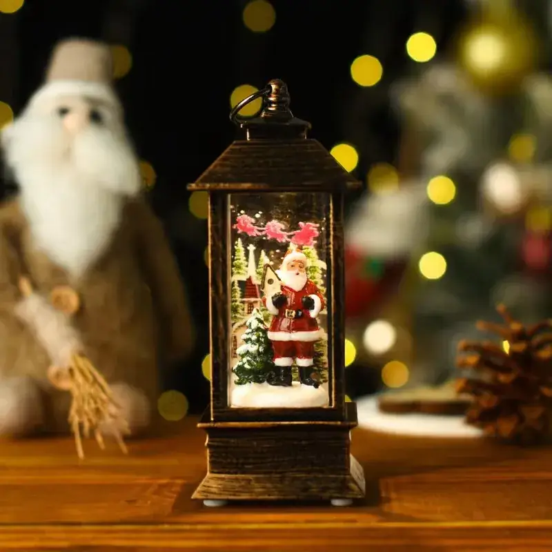Santa Claus Christmas Train Ornament Gold Brushed Night Light - Image 17