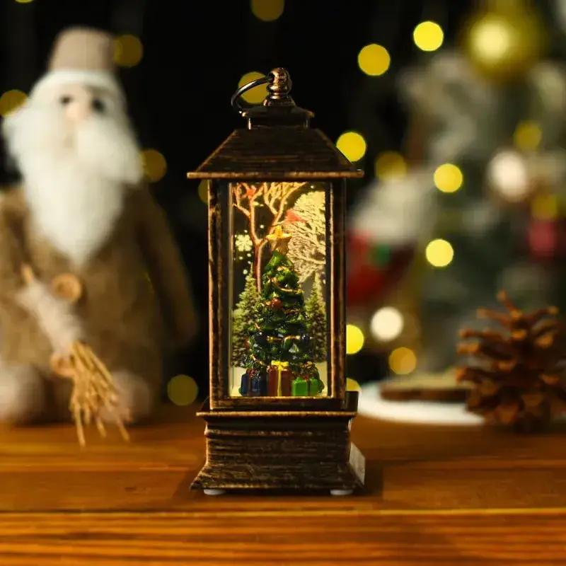 Santa Claus Christmas Train Ornament Gold Brushed Night Light - Image 19