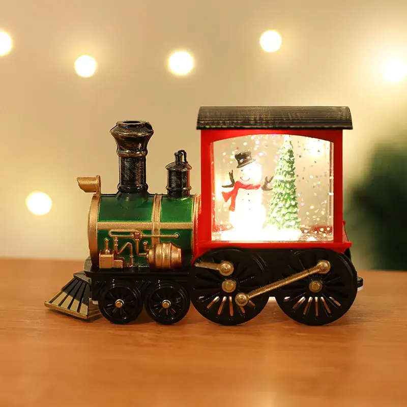 Santa Claus Christmas Train Ornament Gold Brushed Night Light - Image 2