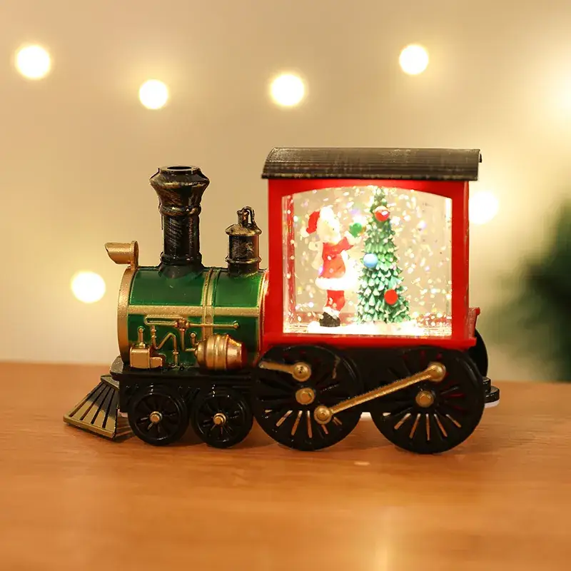 Santa Claus Christmas Train Ornament Gold Brushed Night Light - Image 3
