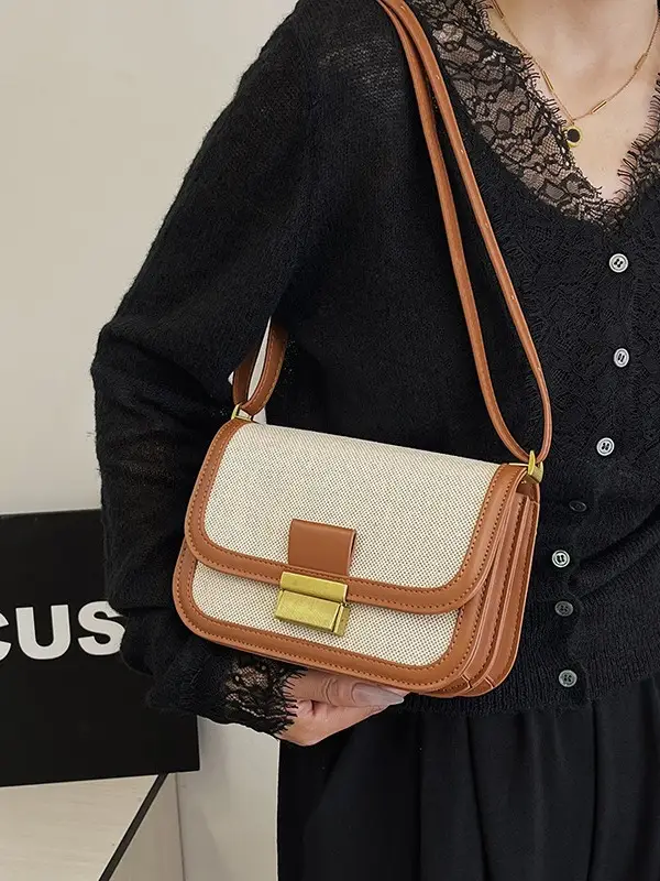 Women Crossbody Bag Brown Leather Square Design 2025 - Image 5