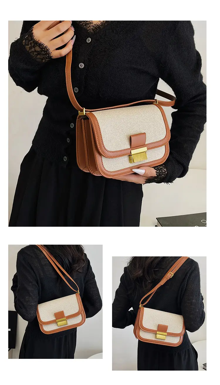 Women Crossbody Bag Brown Leather Square Design 2025 — feature 13