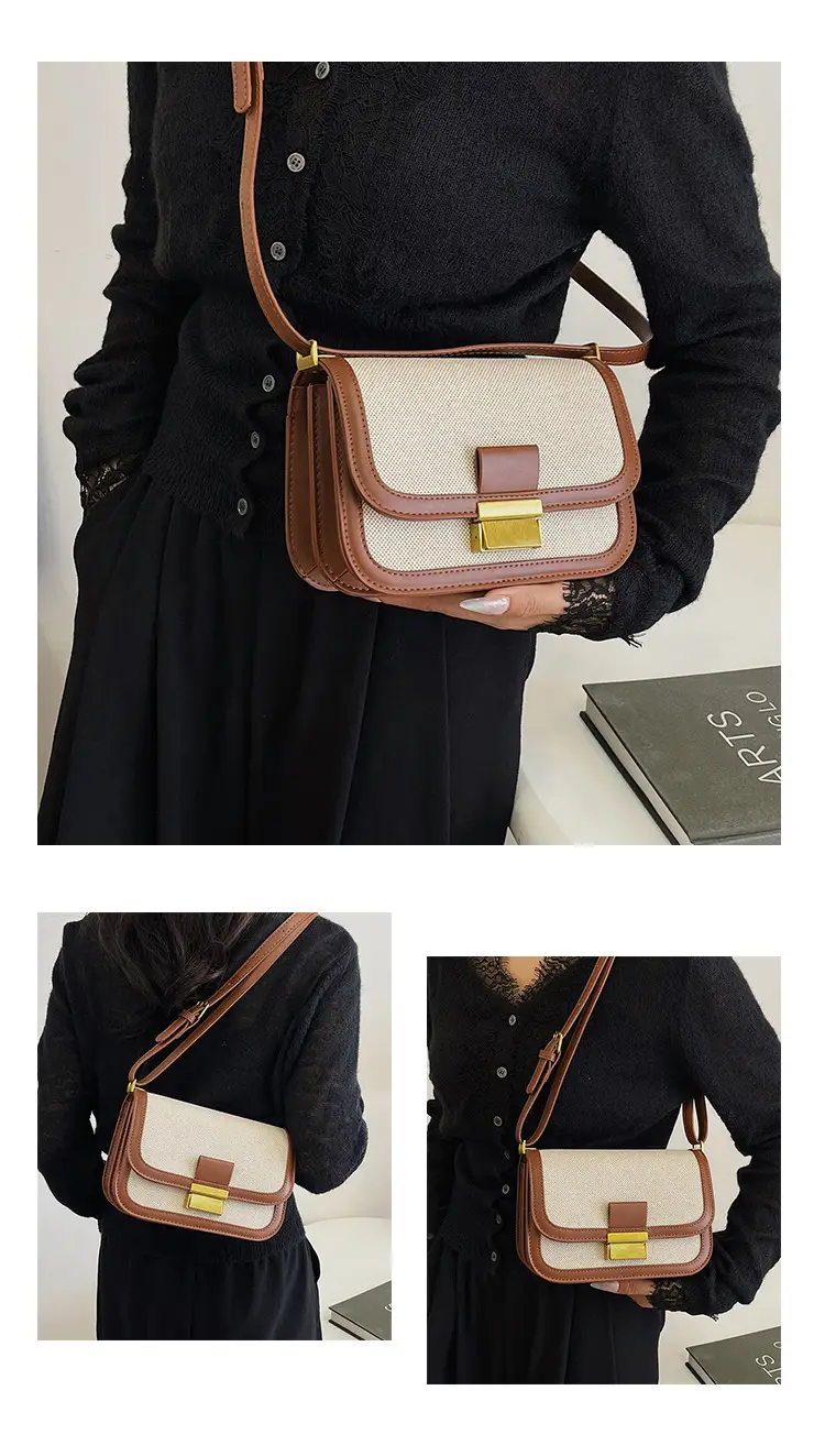 Women Crossbody Bag Brown Leather Square Design 2025 — feature 14