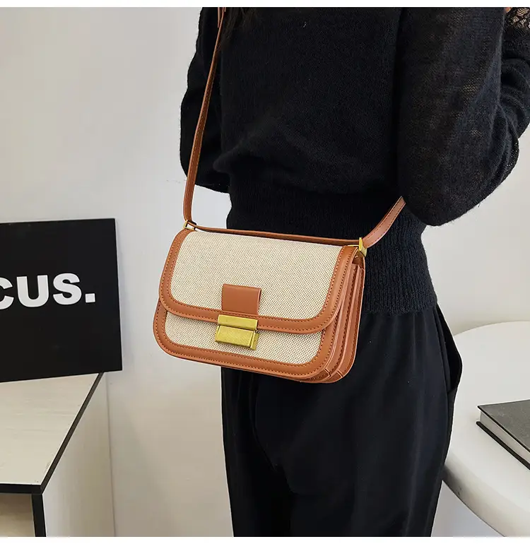 Women Crossbody Bag Brown Leather Square Design 2025 — feature 36