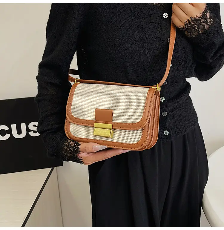 Women Crossbody Bag Brown Leather Square Design 2025 — feature 37