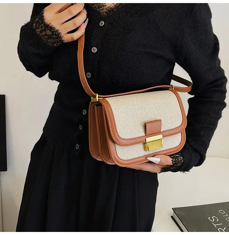 Women Crossbody Bag Brown Leather Square Design 2025 — feature 38