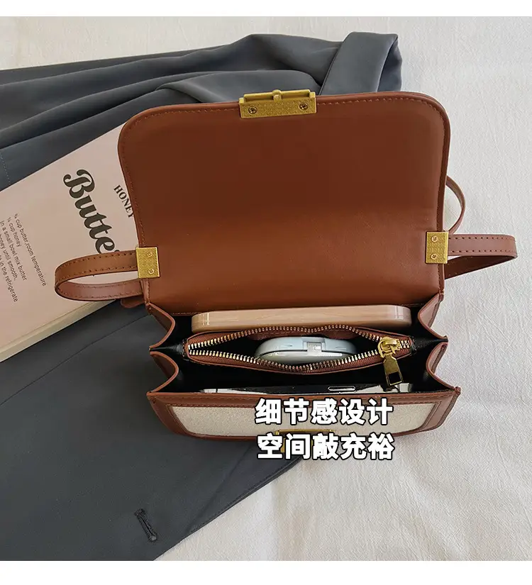 Women Crossbody Bag Brown Leather Square Design 2025 — feature 4