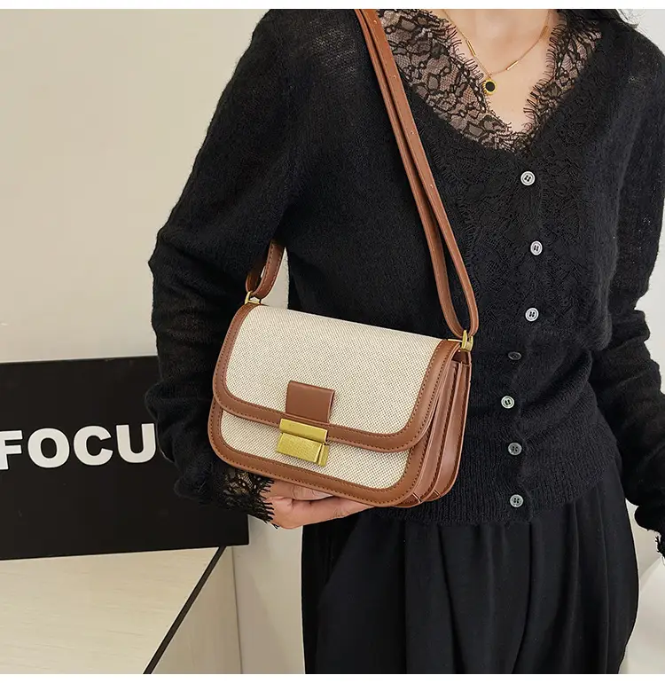 Women Crossbody Bag Brown Leather Square Design 2025 - Image 2