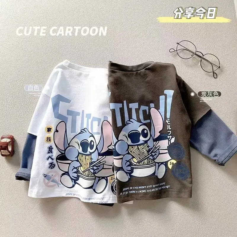 Kids Cartoon Long Sleeve T-Shirt White Blue - Image 4