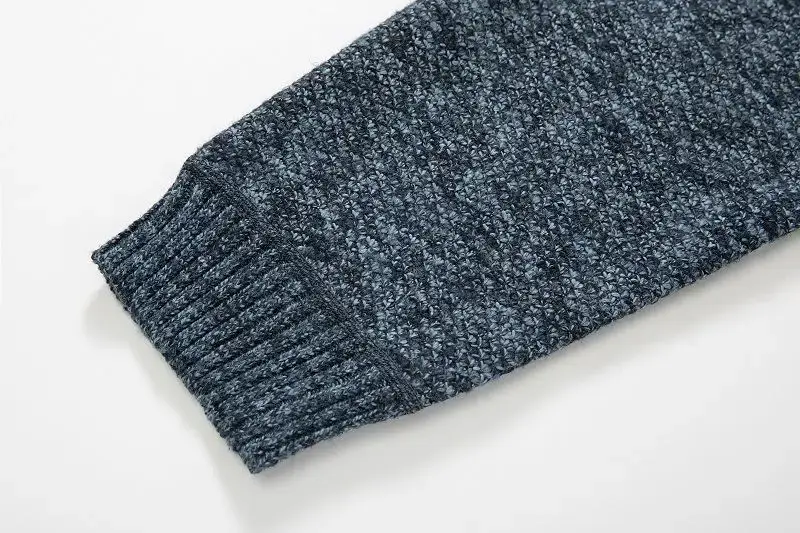 Men's Grey Blue Fleece Zipper Cardigan Jacket — feature 12