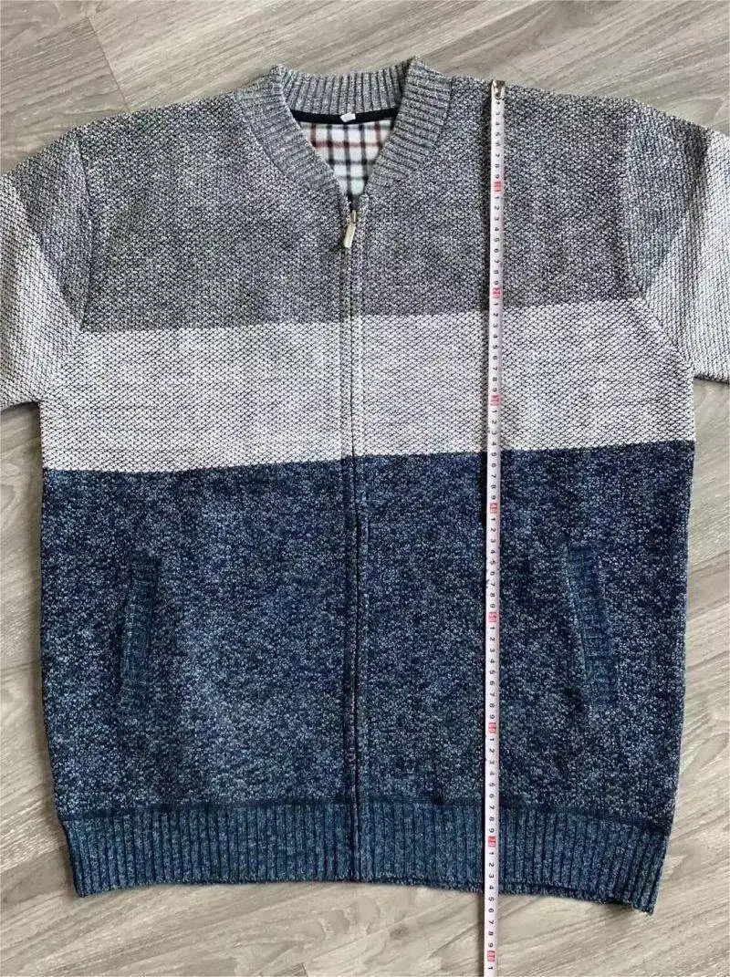 Men's Grey Blue Fleece Zipper Cardigan Jacket — feature 18