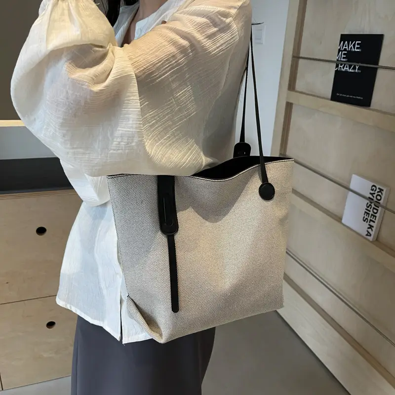 Casual Canvas Shoulder Tote Bag Large Capacity 2024