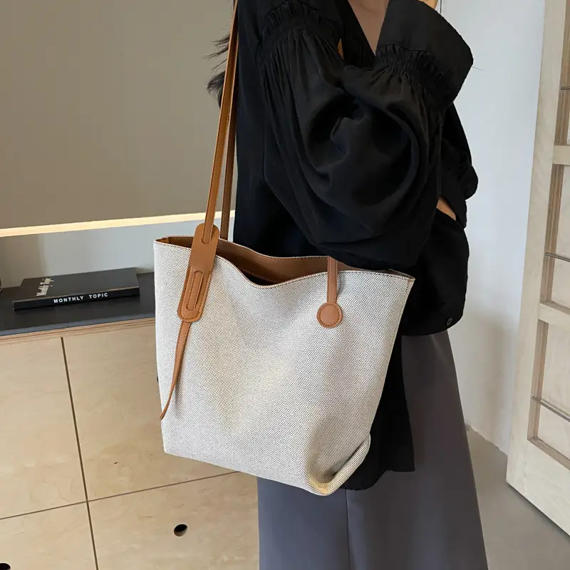 Casual Canvas Shoulder Tote Bag Large Capacity 2024