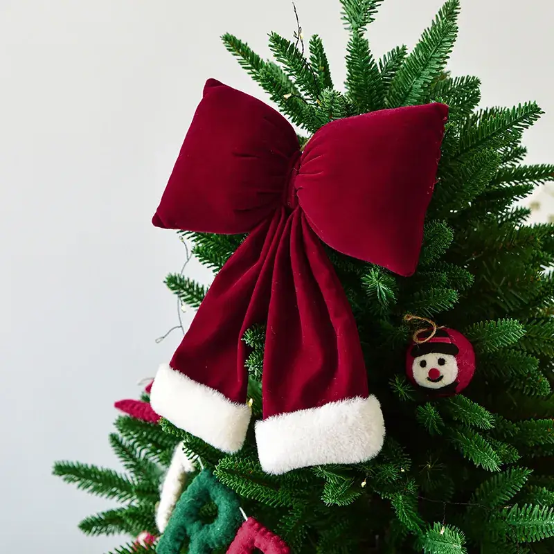 2024 Korean Velvet Christmas Bow Hanger 26x33cm - Image 4