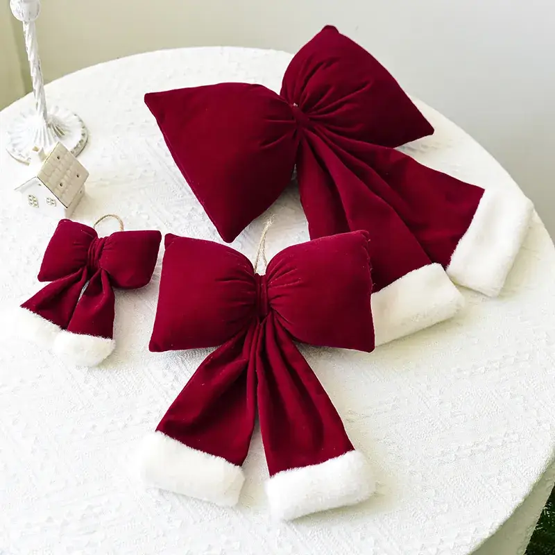 2024 Korean Velvet Christmas Bow Hanger 26x33cm - Image 5