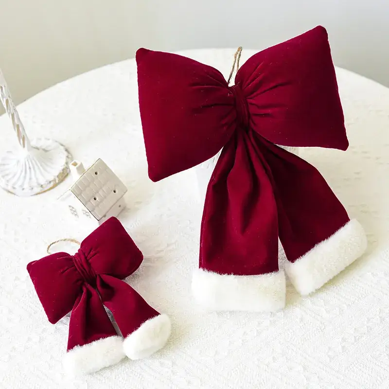 2024 Korean Velvet Christmas Bow Hanger 26x33cm - Image 6