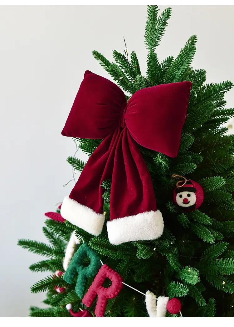 2024 Korean Velvet Christmas Bow Hanger 26x33cm — feature 1