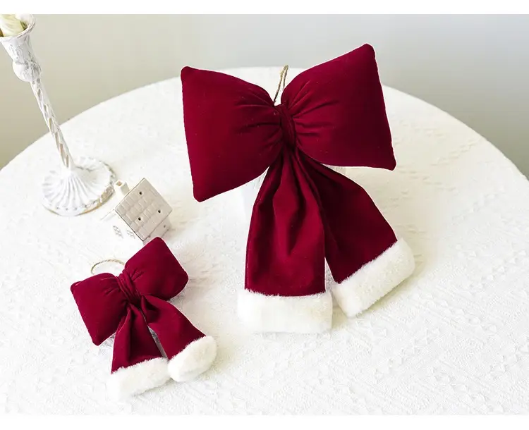 2024 Korean Velvet Christmas Bow Hanger 26x33cm — feature 4