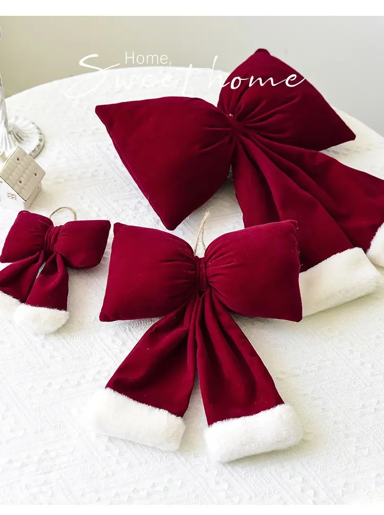 2024 Korean Velvet Christmas Bow Hanger 26x33cm — feature 5