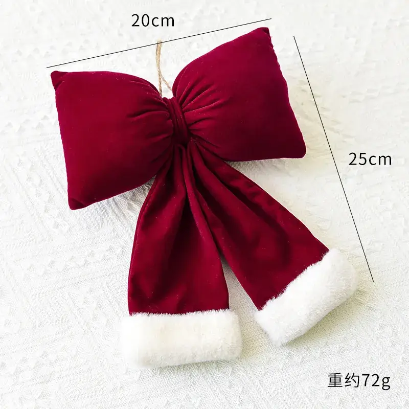 2024 Korean Velvet Christmas Bow Hanger 26x33cm - Image 2