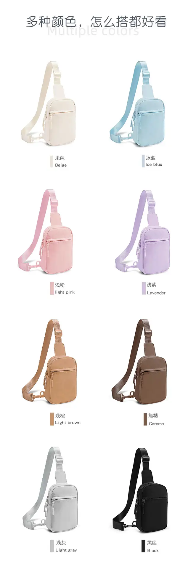 Black Polyester Crossbody Bag for Women Men — feature 4