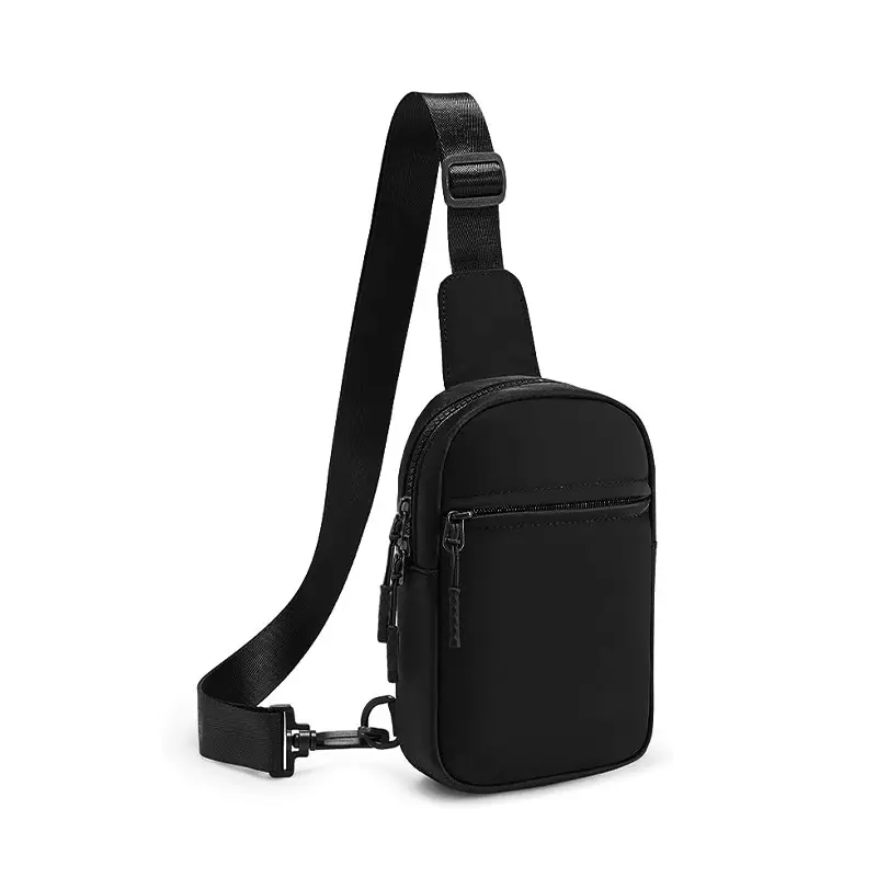 Black Polyester Crossbody Bag for Women Men - Image 4