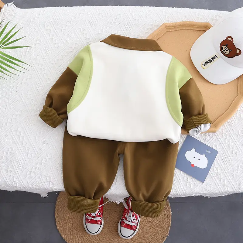 New Cotton Boys Letter Printed T-shirt Casual Top Fashion Printed Trousers Two-piece Set - Image 5