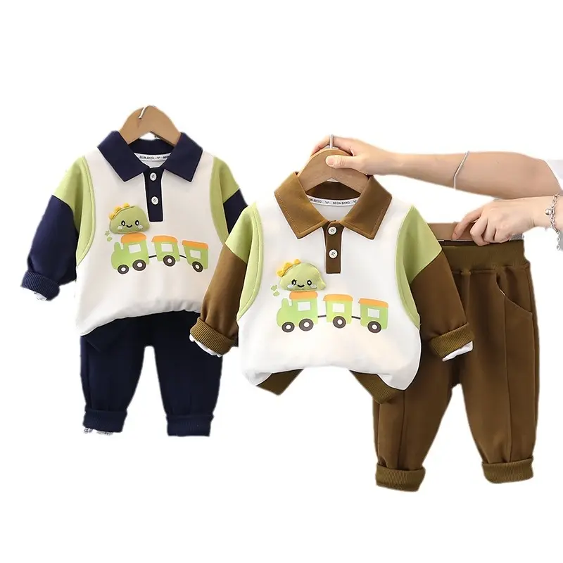 New Cotton Boys Letter Printed T-shirt Casual Top Fashion Printed Trousers Two-piece Set - Image 7