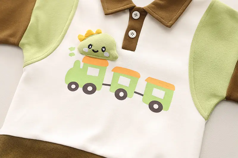 New Cotton Boys Letter Printed T-shirt Casual Top Fashion Printed Trousers Two-piece Set — feature 6