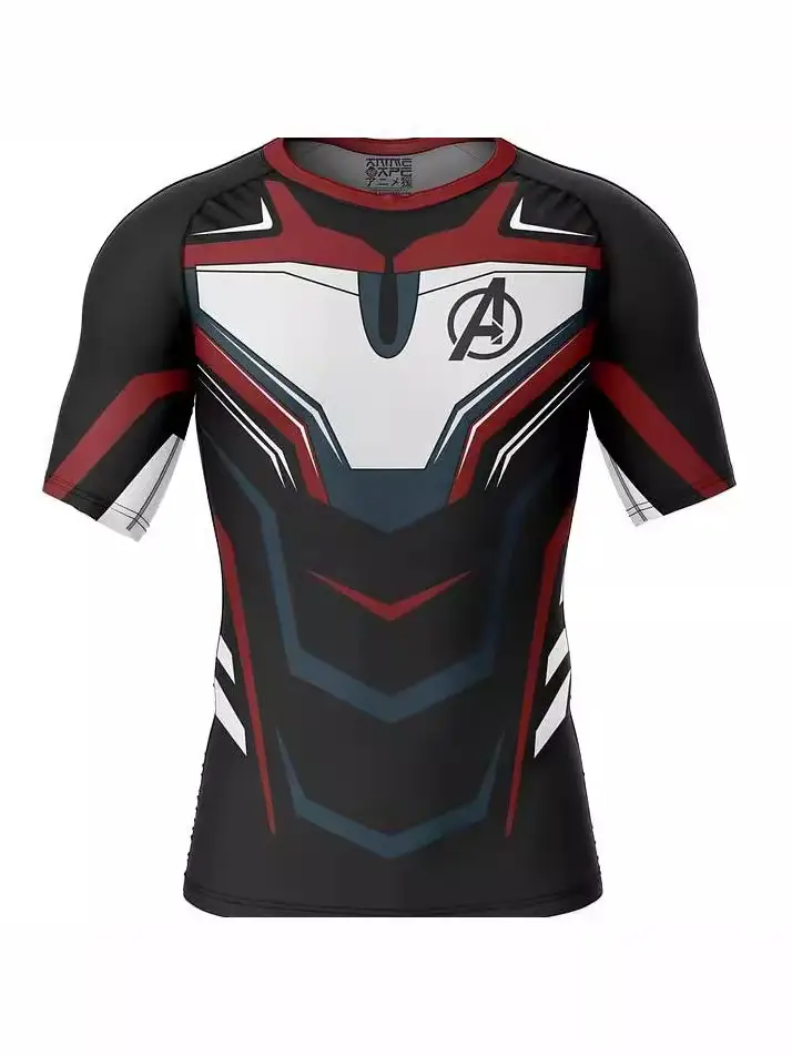 Men Black Red Geometric T-Shirt 2024